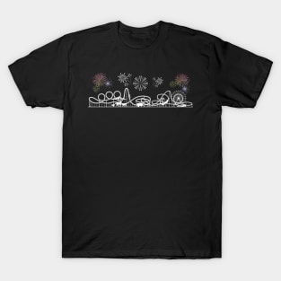 Lispe Amusement Park Rollercoaster & Fireworks T-Shirt